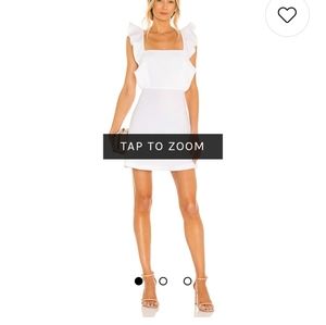 BCBGeneration Dress  Double Weave Ruffle Sleeve White Flair